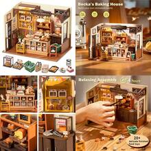 DIY Miniature Dollhouse Kit Build Becka's Bakery Ama House Building Set With LED Room Hobby Craft For Aduls Uniue Gifts For Teens - 木頭 - 查看 7