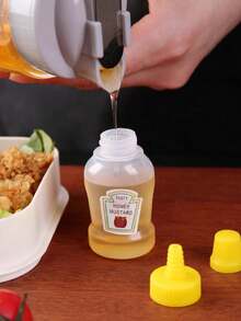4 pezzi di bottigliette ricaricabili per condimenti - in plastica a prova di perdite, adatte per condimenti per insalata, ketchup, spezie, olio da cucina, accessori da cucina portatili - Multicolore - Visualizzare 6