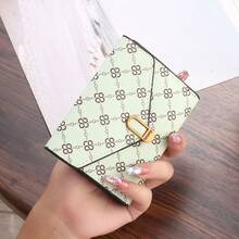 Cartera corta para mujeres con estampado, monedero conúltiples ranuras para tarjetas, tarjetero plegable - Marrón - Ver 11