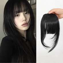 1pc Natural Seamless Bangs Wig, Glueless Wig With Built-In Clips, Quick And Easy To Wear, Wig, Costume Accessory - Multicolor - View 12