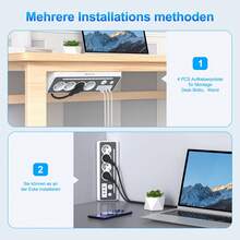 HITRENDS Ổ cắm điện đa năng 8 trong 1: Có đèn ngủ LED + 3 cổng sạc nhanh USB: Công suất cao 3680W: Bảo vệ quá tải: Công tắc chính: Cần thiết cho gia đình và văn phòng: Lắp đặt dễ dàng, màu đen/trắng - Phích cắm loại EU E (220-240V) - Xem 7