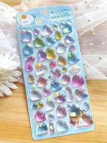 3D Embossed Crystal Stickers, Fruit Rabbit Pattern, Children's Handmade Educational DIY Decorative Materials, Gift Stickers, Spiral Notebook, Office & Study Supplies, Improve Work Efficiency, Back To School Essentials, Learning Supplies - Multicolor - View 4