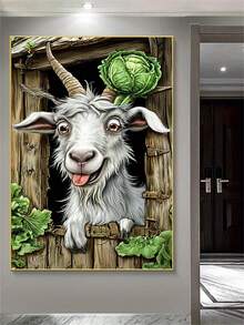 1 pieza Kit de pintura de diamantes con tema animal, pintura artística divertida, colores vibrantes y detalles intrincados, perforación completa con herramientas, decoración del hogar para sala de estar/dormitorio, regalo para fiestas - Multicolor - Ver 3