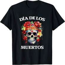 Camiseta de Halloween con Calavera de Mustache R, Día de los Muertos - Negro 25 - Ver 7