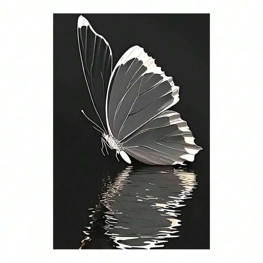 1Pc Framed Ready To Hang, Sleek Black & White Butterfly With Reflection Canvas Wall Art, Prints For Living Room, Bedroom, Office, Modern Home Decoration   , Art Poster Apartment Room Decor Aesthetic, Wrapped Framed Canvas Print Suitable For Minimalist & Elegant Style Likes, Canvas Painting Wall Art Poster, Minimalism Canvas Prints, Posters And Prints Wall Art Pictures For, Artwork Suitable For Living Room And Dining Room Decoration Painting - 紅白色 - 查看 1