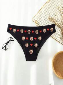 1-Piece Customized Face Profile Picture Sexy Comfortable Personalized Popular Ladies Underwear, Given To Boyfriends, Husbands, Friends, Can Be Used As Birthday Gifts, Christmas Gifts.,Dawg,Colorful,Cute,Adorable,Contracted,Funny,Custom,Unique,Customized,Personalized,Ideal Gifts For Him,Ideal Gifts For Her,Boyfriend,Girlfriend,Family,Friends,Her - Multicolor - View 2