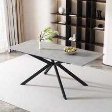 Extendable Dining Table, Automatically Extendable Dining Table, Rectangular Dining Table, Coffee/Leisure Table, L150/180 X W70 X H76 Cm, Cross Leg Design, Cement Pattern, Black And Grey (OLD SKU:N634P16777582) - 灰色 - 查看 3
