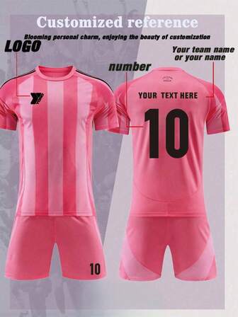 Conjunto de uniforme de fútbol de rayas verticales rosa para hombres 2025 - Conjunto personalizable de jersey y pantalones cortos
