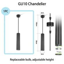 CANMEIJIA 1盏黑色铝制现代吊灯，简约餐厅吊灯，GU10灯座，可更换GU10灯泡，吊灯高度可调节，适用于客厅、卧室、厨房、餐厅、酒吧、岛台等场所。 - GU10吊燈 - 查看 16