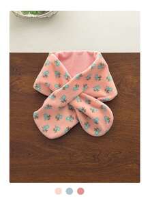 Set 1 pălărie și eșarfă roz cu imprimeu floral drăguț, căciulă mică și caldă pentru femei, iarna - Multicolor - Vizualizare 12