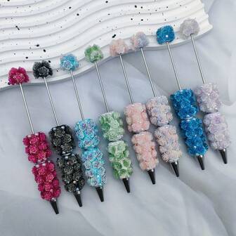 [5 colores mezclados] Bolígrafo con rosas creativas y coloridas de bricolaje / Adorno exquisito hecho a mano / Accesorios de alta calidad / Regalo personalizado para mujeres / Mejor opción para intercambio de regalos entre mejores amigas / Recuerdo para amigos / Prop de fotografía para entusiastas
