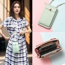 Bolsa de Teléfono para Mujeres, Bolsa Cruzada, Estilo Vertical,últiples Ranuras para Tarjetas, Tarjetero, Monedero, Bolsa de Hombro - Marrón - Ver 9