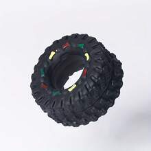 Durable Rubber Tire Dog Toy – Chew-Resistant Interactive Play Toy For Dogs |   Heavy-Duty Fetch & Chew Toy (Black With Color Accents) – Perfect For Active Dogs, Teething Puppies & Outdoor Play (Ideal For Dog Owners, Pet Caregivers & Outdoor Enthusiasts) - 黑色 - 查看 6