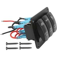 EstiloTendencia5 Pines, Panel De Interruptores Basculantes De 3 Bandas, Interruptor De Barra De Luz LED, Interruptor De Palanca De RetroiluminacióN LED Azul, DC12-24V, Apto Para Barcos ATV, UTVCalidad PremiumVersióN Mejorada - 1 - Ver 2