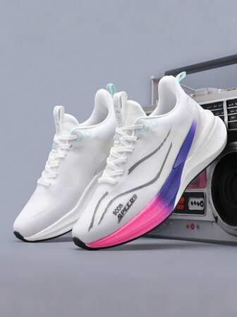 Fashionable Lightweight Breathable Shock-Absorbing Rebound Running Shoes For Teens, Unisex Versatile Genuine Carbon Plate Anti-Slip Casual Sports Sneakers, Comfortable Outdoor Running Shoes