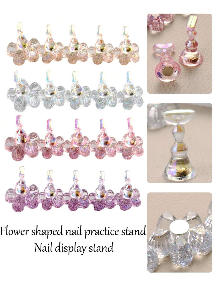 Flower Shape Nail Plate Nail Practice Stand, Unscented, With Magnet, For Nail Painting Practice, Manicure Practice, Sticker Nail Stand, Nail Painting Practice Tool, Paint Stand