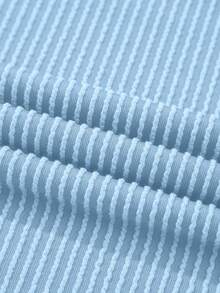 CILKOO Áo thun dài tay dáng suông phối màu, thích hợp mặc mùa xuân/thu. - Màu xanh nhạt - Xem 5