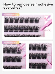 120pcs Self-Adhesive False Eyelashes, No Glue Needed, Reusable - No Makeup Removal, No Sticky Residue, Pre-Glued Lashes (Thick Mixed Style) - C - 查看 8