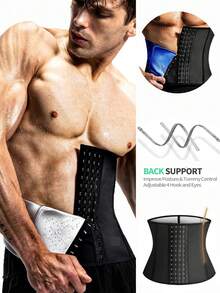 1pc New Outdoor Sports Fitness Yoga Pilates Body Shaping Waist Belt, Men's Waist Support Belt, 4-Row Hook & Eye Waist Cincher, Sauna Waist Belt, Sealed Waist Protection Belt - Multicolor - View 1