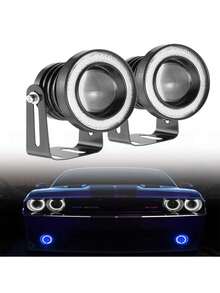 Faros antiniebla,Un par de faros LED de 3,5 pulgadas con aros luminosos (ojos de ángel) - Azul - Ver 3