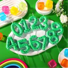 1pc Green Mosaic Checkered Pattern Digital Candles, Birthday Candle, Cake Baking Decoration, Celebrations And Anniversaries - Green - View 1