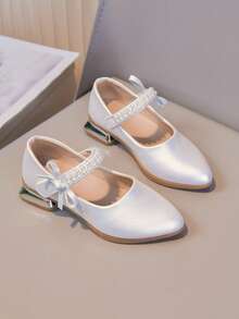 Girls' Princess Style Fashion High Heels, Pearl Decor, Suitable For Dresses, Performances, And Birthday Party - White - View 4