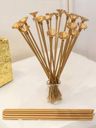 50 יחידות/10 יחידות מקלות בלונים מפלסטיק צבעוני, מוטות תמיכה ידניים, מוטות משיכה, בסיסי קליפס לבלונים, אביזרי בלונים למסיבה, קרנבל, סיום לימודים, חתונה, קישוטי יום הולדת (32 ס"מ/40 ס"מ), קל להתקנה