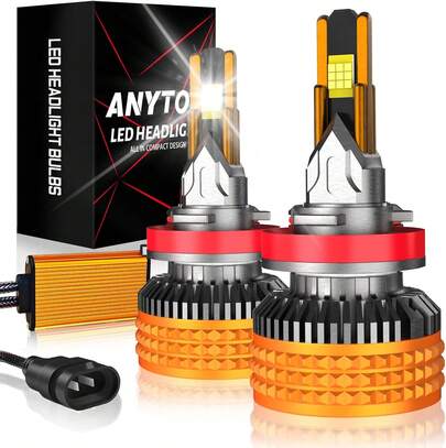 H11 H9 Led Bombillas para Delanteros Faros,160W 30000LM 6500K Blanco 800% Brillo Focos Kits de Conversión,Luz Alta Y Baja,Luces Antiniebla 2 Unidades
