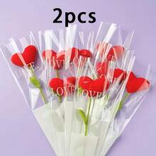 Bó hoa hình trái tim móc thủ công, hoa tình yêu làm bằng len với thân màu xanh lá cây, thích hợp làm quà tặng Ngày Valentine, Ngày của Mẹ, Lễ tốt nghiệp, Lễ Tạ ơn, sinh nhật và các dịp đặc biệt, trang trí nhà cửa, bó hoa nhân tạo, hoa đan thủ công hoàn thiện, bó hoa Ngày Nhà giáo, quà tặng hoàn thiện, bó hoa trái tim đỏ đan, quà tặng mùa tốt nghiệp - Nhiều màu - Xem 18