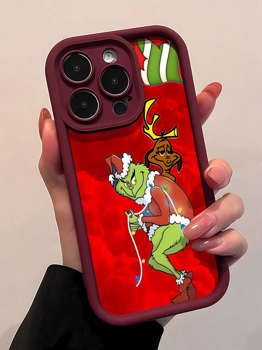 Estuche para teléfono navideño divertido de y Max Compatible con estuches para teléfonos 17 16 Pro Max 15 Pro Max 13 y 12 Hecho de material TPU a prueba de caídas, resistente al desgaste y cómodo de sostener Un gran regalo para familiares, amigos, seres queridos, novios, novias y para Navidad - Vino tinto - Ver 1