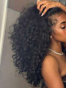 36 Inch 250 Density Deep Wave Invisi Strap 360 HD Full Lace Wig Human Hair Glueless Curly Human Hair Wigs For Women Pre Plucked Drawstring Lace Front Wig Human Hair Natrual Black Color - Natural Black - View 2