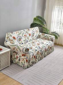1件复古花卉图案宠物防抓透气弹力沙发套，四季通用印花防尘沙发套（不含枕套）