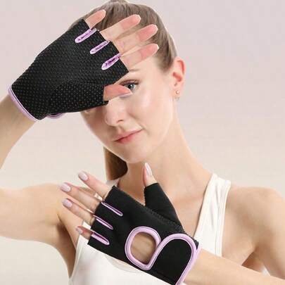 1 par de guantes de fitness transpirables unisex, adecuados para baloncesto, mancuernas, entrenamiento de levantamiento de pesas, barra de dominadas, ciclismo, guantes deportivos antideslizantes de media dedos para mujeres, accesorios de gimnasio, entrenamiento, fitness, ejercicio en casa