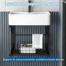 Rectangular Lavabos Para Baños Con Espejo Y Canasta 51cm - Negro - Ver 3