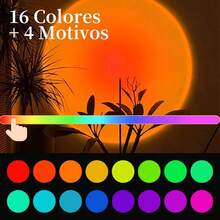 Sunset Lamp con 16 Colores+4 Modelos, Luz de Proyeccin Decoraciones para Cuarto, Lampara Inteligente Control Remoto, Room Decor Adecuado para El Selfie, Sunset Luces Colores 360 Grados - inicial - Ver 3