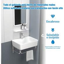 Rectangular Lavabos Moderno Con Espejo + Toallero + Estante - Blanco - Ver 8