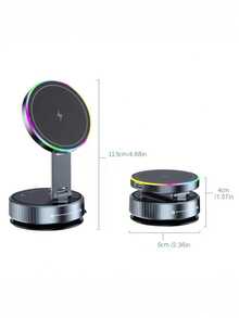 车载磁吸无线充电支架，可折叠便携，15W无线磁吸充电器，真空吸盘式设计，适用于手机，可伸缩折叠支架，适用于汽车、桌面和健身场所，不含电池 - 彩色 - 查看 11