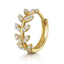 1 đôi bông tai bạc 925 mạ vàng 18K đính đá Cubic Zirconia dành cho nữ, kiểu dáng ôm sát tai, không gây dị ứng, nhẹ, thích hợp làm quà tặng trang sức cho nữ. - Vàng - Xem 13