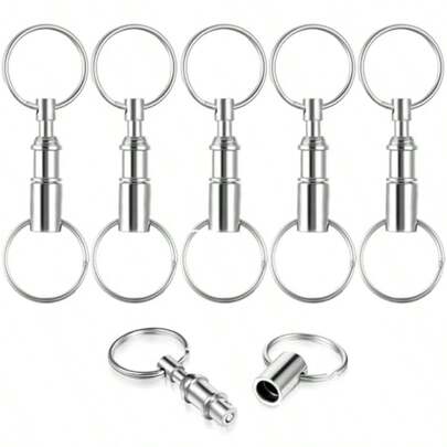 6 Pack Quick Release Keychain Detachable Dual Pull Apart Keychain Detachable Key Ring Double Spring Split Snap Seperate Keychains Double Keys Ring Keys Accessory For Men Women