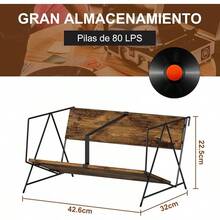 GILLAS Mueble para Vinilos Expandible, Soporte para Discos de Vinilo, Organizador de Discos de Vinilo Capacidad de 80-140 con Soporte para Auriculares, Porta Vinilos Mueble Tocadiscos Metal