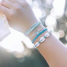 FANCY SHINY Wave String Bracelets Braid Puka Shell Bead Bracelets Handmade Cute  Boho Easter Jewelry Gifts For Women - Danau Biru - View 2