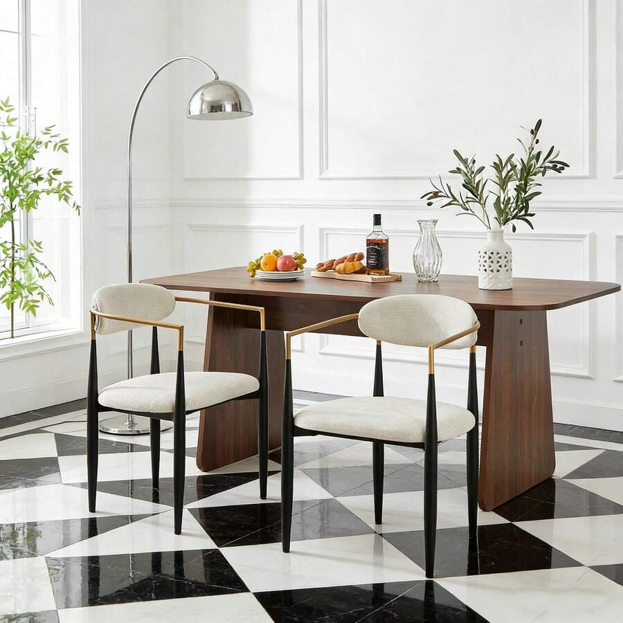 Dining Chairs - Beige + Beige+Black+Grey + Gold + Fabric - View 1