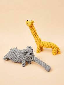 PETSIN 1入手工製作的動物造型繩結咬咬玩具,適用於小型和中型犬 - 彩色 - 查看 2