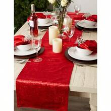 CZ DII Velvet Collection - Camino de Mesa 14 x 72 Pulgadas Color Rojo 8764 - Rojo - Ver 8