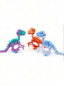 1pc 3D Printed Velociraptor Mini Dinosaur Series, Movable Joints Funny Toy, Room Decor Figurine, Men's Gift Skeleton Realistic Model - Multicolor - View 4