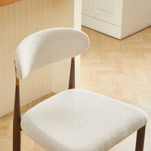 Set med 2 barstolar i bänkhöjd, fransk lantlig stil med modern retrodesign, mörkbrun och guldfärgad stomme, krämfärgad tygklädsel, perfekt för en köksö eller öppen bar. - Beige - Visa 10