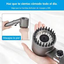 Regadera de Mano de Alta Presión con Filtro y 3 Modos – Cabezal de Ducha Tipo Spa, Ahorro de Agua y Masaje Potente con Botón ON/OFF para Baño - Gris - Ver 6