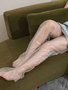 20/100片装一次性腿套，透明塑料足套，保湿、防裂、防冻伤，防水腿套，足部和腿部护理，美容院专用73厘米腿部保湿足套，手部护理工具，足部和腿部护理工具 - 白色 - 查看 2