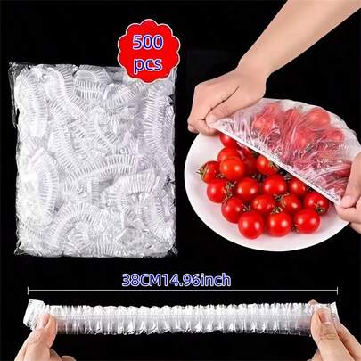 500 màng bọc thực phẩm bằng nhựa trong suốt, co giãn - Dày hơn và bền hơn, chống côn trùng, thích hợp cho bát, đĩa, hộp đựng, tủ lạnh và tủ bảo quản, đóng gói riêng lẻ (gói số lượng lớn)
