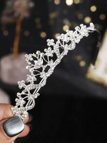 1pc Crystal Wedding Headpiece, Suitable For Brides, Girls, Princess Tiaras, Pageant Crowns, Bridal Hair Accessories, Fit For Women And Girls - Silver - View 5